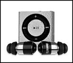 Waterproof Ipod Shuffle (Silver) with Uwater12 Short Action Earphones & Buds.